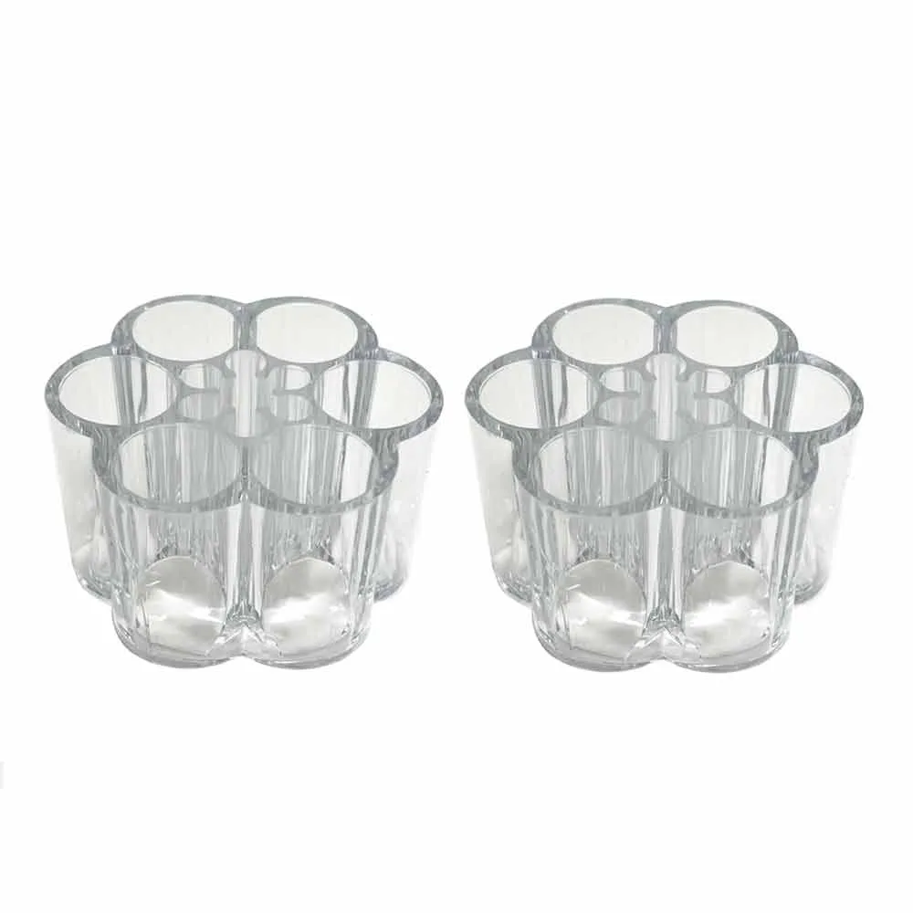2 PC Cosmetic Holder Organizer Acrylic Makeup Stand Vanity Flower Shape 12 Slots