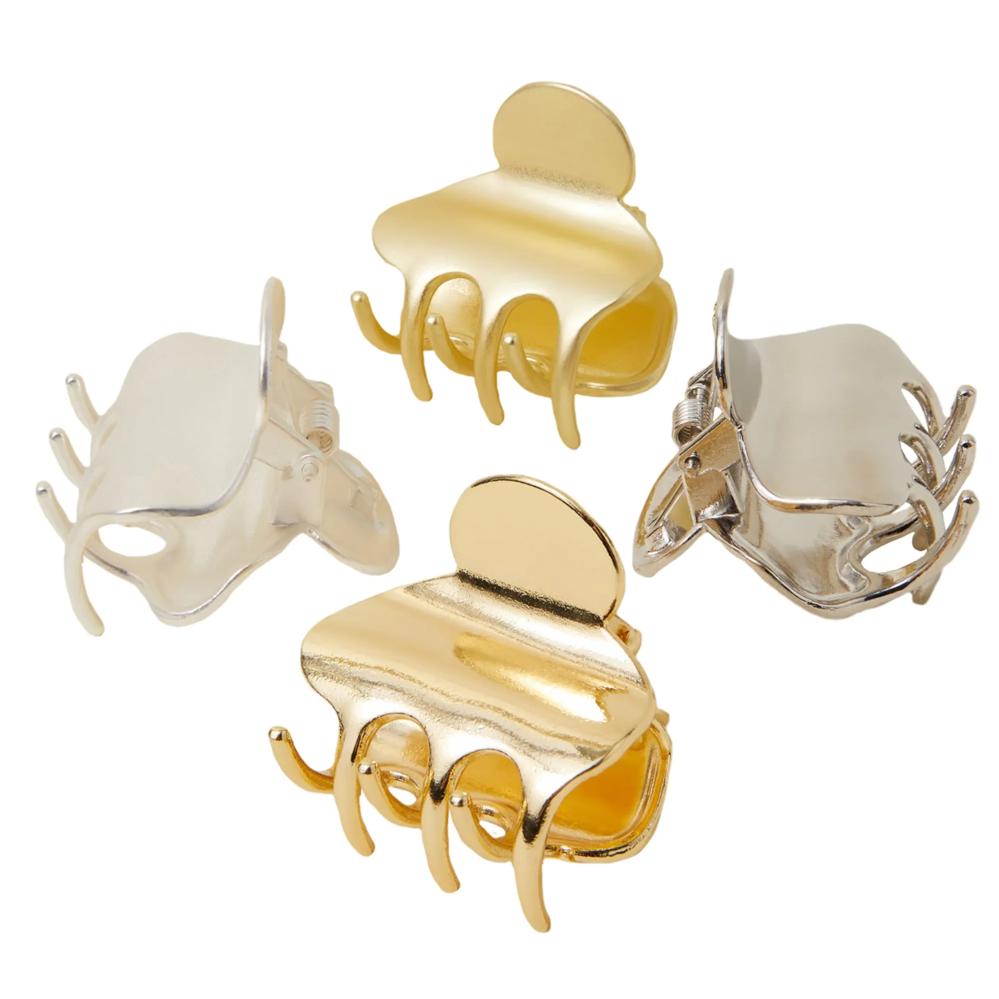 Accessorize London Women's Multi Matte And Shiny Claw Clips Pack of Four