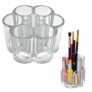Acrylic Cosmetic Makeup Brushes Organizer Holder 12 Spaces Flower Style Clear