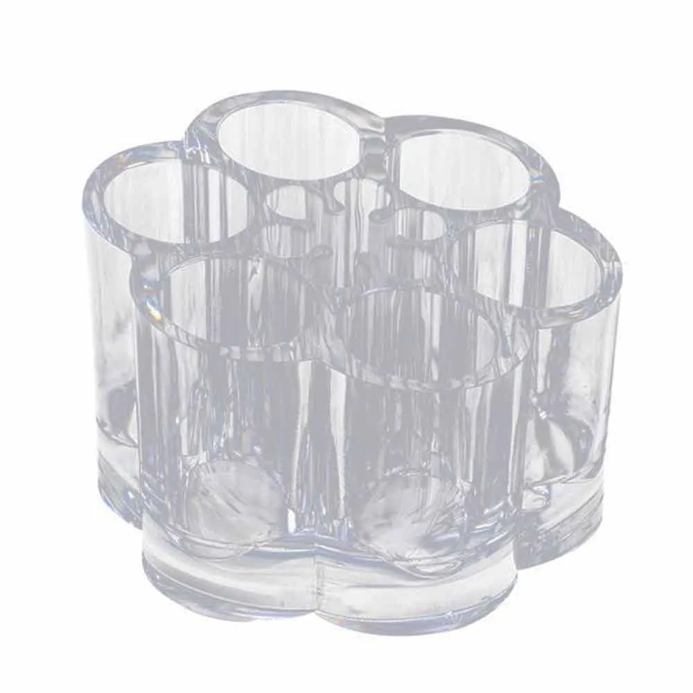 Acrylic Cosmetic Makeup Brushes Organizer Holder 12 Spaces Flower Style Clear