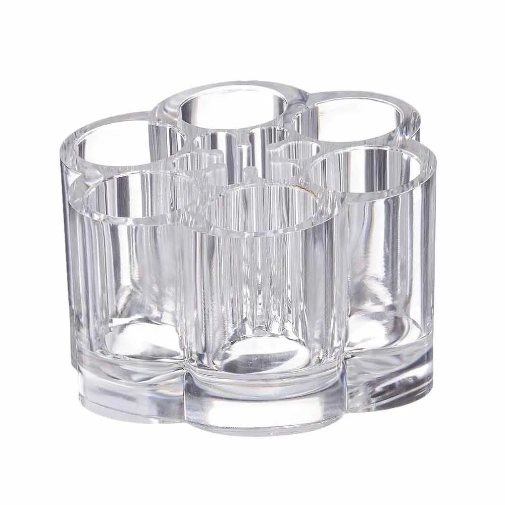 Acrylic Cosmetic Makeup Brushes Organizer Holder 12 Spaces Flower Style Clear
