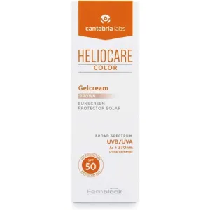 Colored Gel Cream Brown Spf 50 50ml Face Sunscreen Daily UV & UV Rays Anti Aging Sunscreen Protection Combination Dry , oily and normal skin types Natural coverage foundation, Heliocare