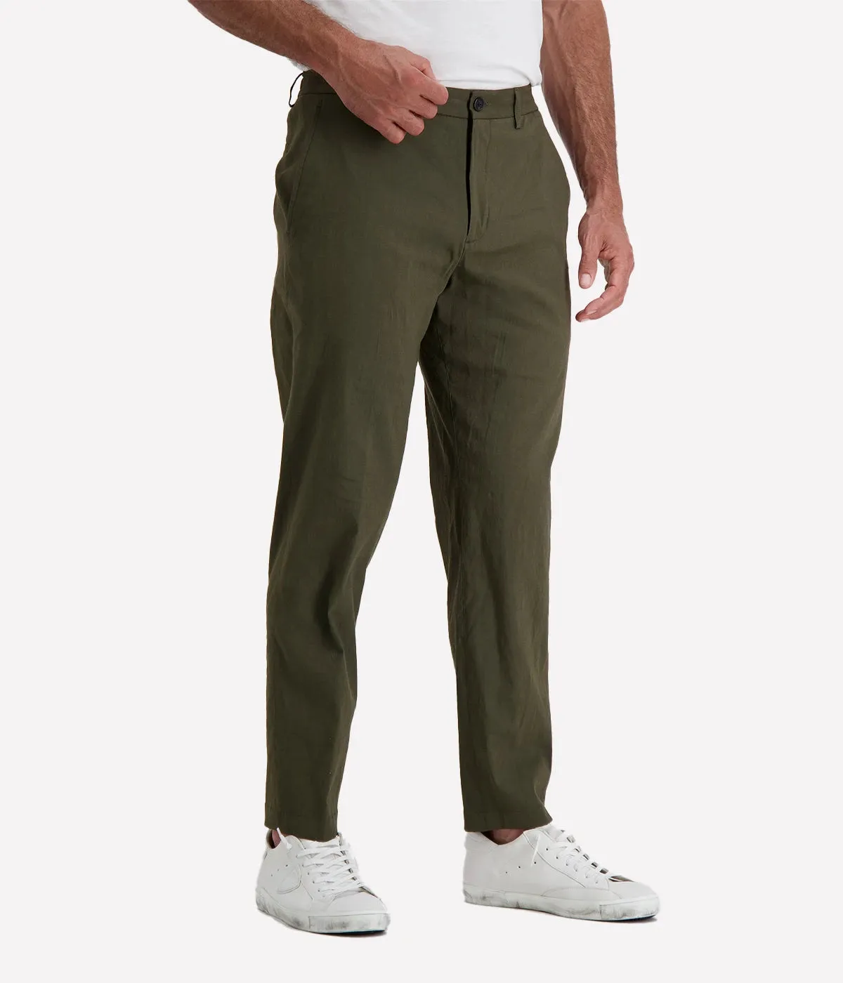 Mens Woven Pants in Dark Olive