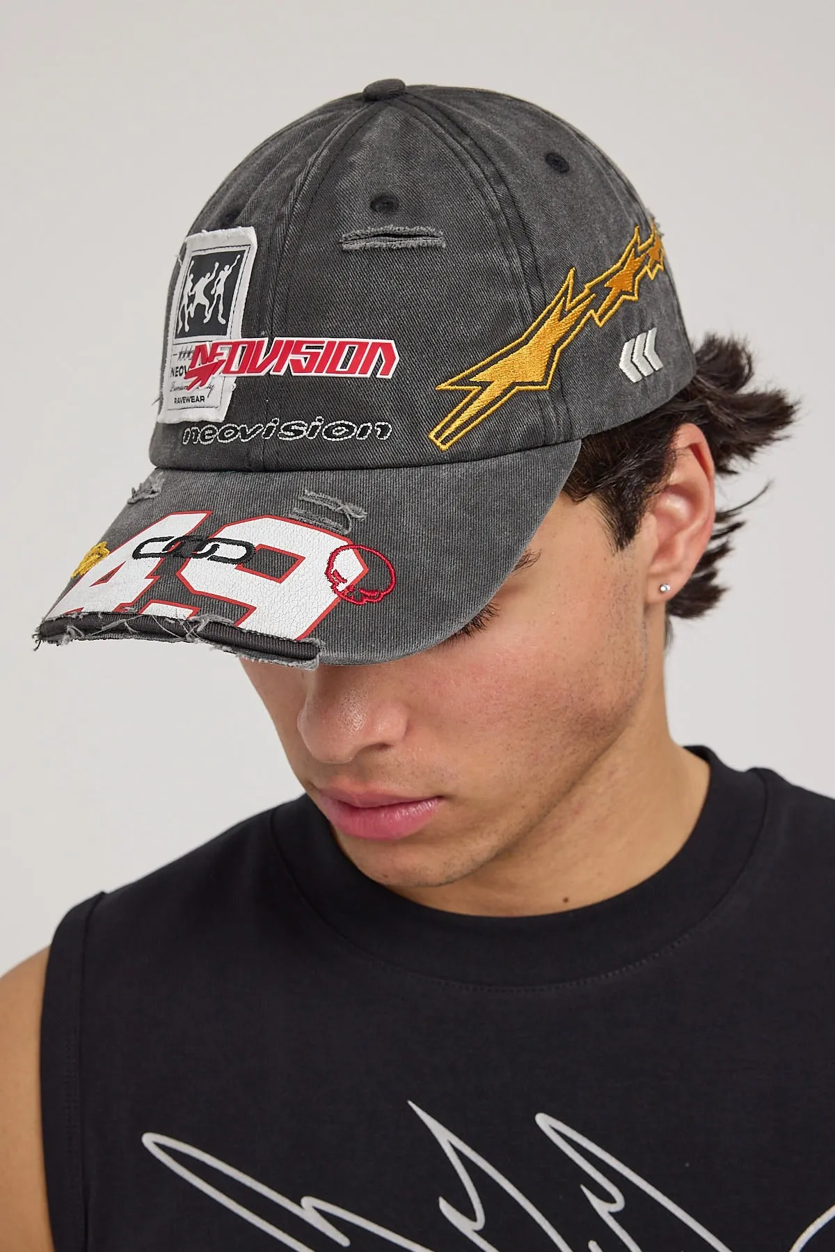 Neovision Precision Distressed Dad Cap Washed Black