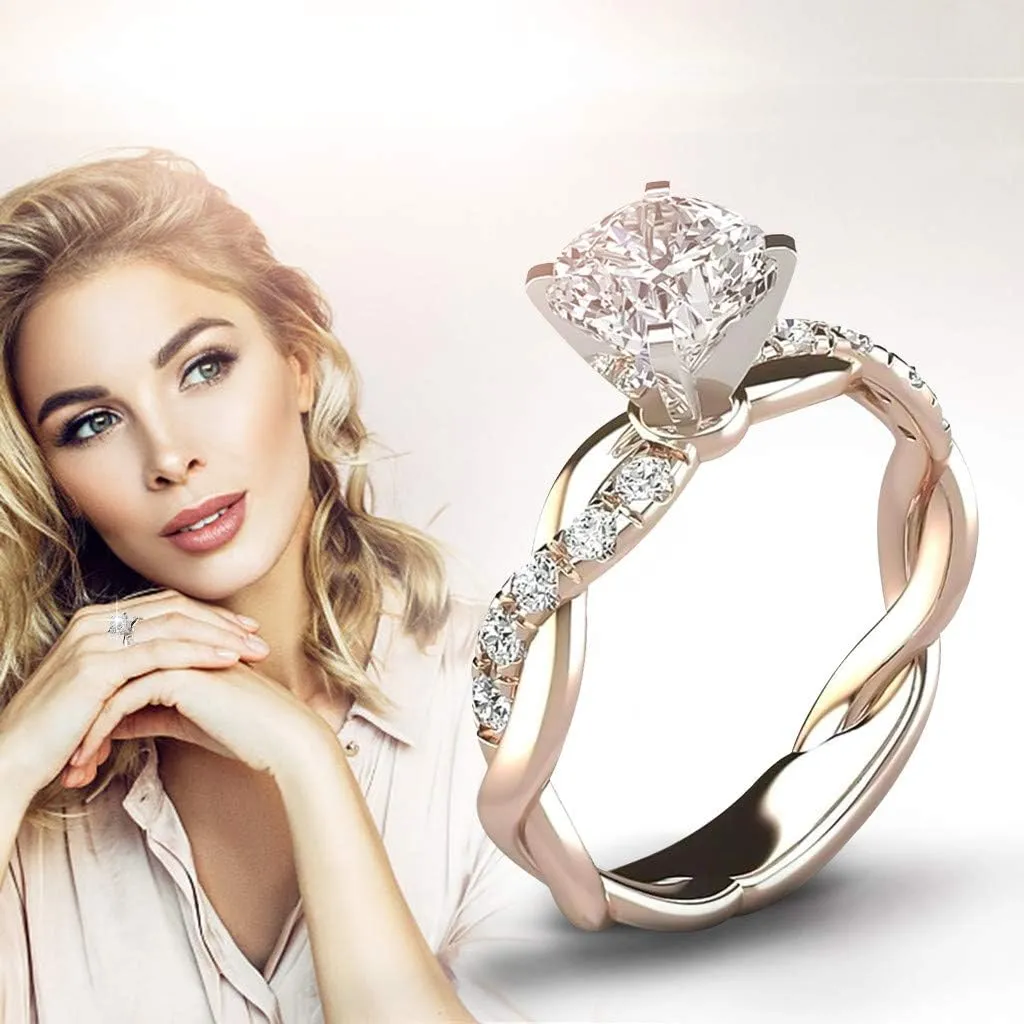 Rings,Women Diamond Six Claw Zircon Rings Engagement Wedding Rings Jewelry Gift Exquisite Ring Couple Love Rings